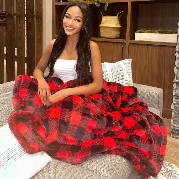 Scarlet Red Buffalo Check Blanket